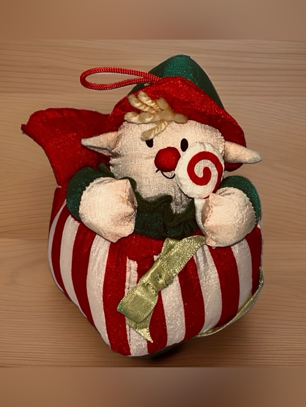 Vintage Stuffins Nylon Elf Christmas Ornament Plush 6" Tall 1993